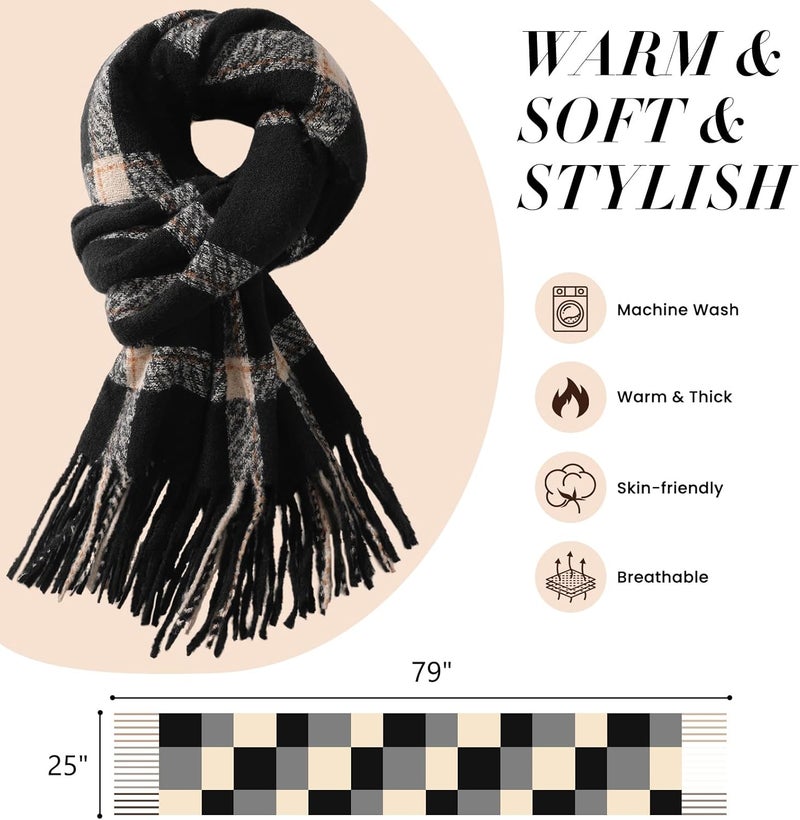 Pleneal Scarf for Women, Womens Winter/Fall Scarf,Long Plaid Shawls and Wraps, Cashmere Feel Blanket Pashmina Scarves - Image 3